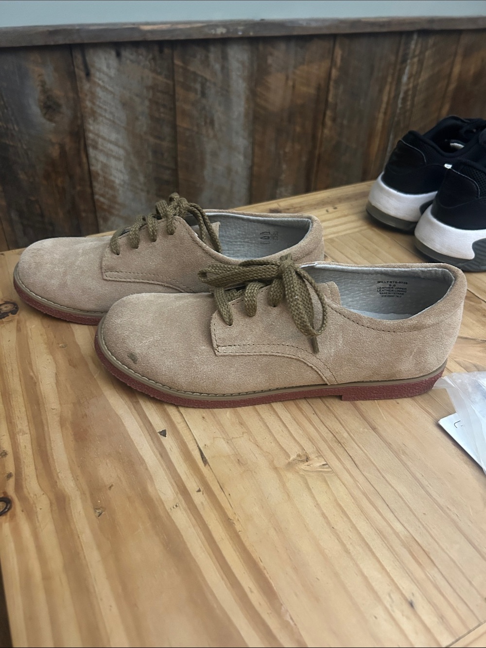 Kids Suede Lace-Up Shoes in Beige - Classic Casual Style